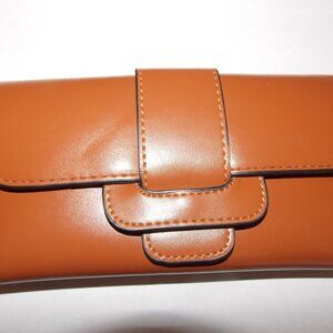 Brown Faux Leather Wallet With Detachable Card Wallet